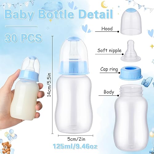 Miniatura 2 de Juego de 30 botellas de regalo para baby shower, juego de bebida, mini botellas de regalo para revelación de género, suministros de fiesta