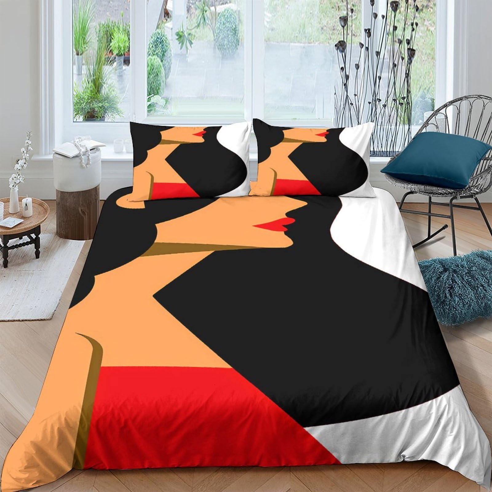 Ctjqhvkz Style-6 3D Printed Abstract Couple Fitted Sheet Microfiber Red Black Art Mattress Cover For Bedroom Dorm Decor Single（135X200cm）