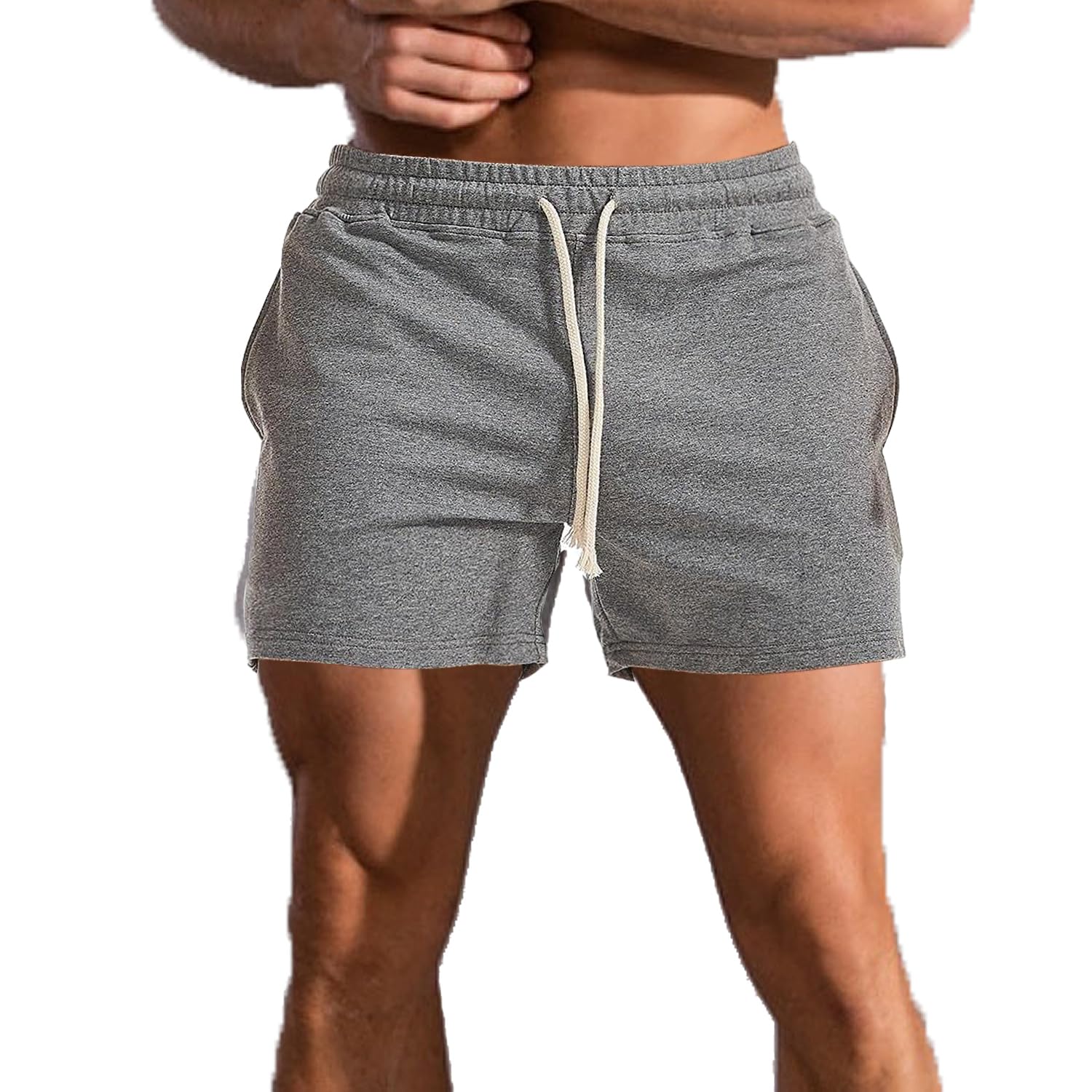 Waghaw Men 5.5/7 Inch Cotton Sweat Shorts Men Cotton Workout Short with Pockets