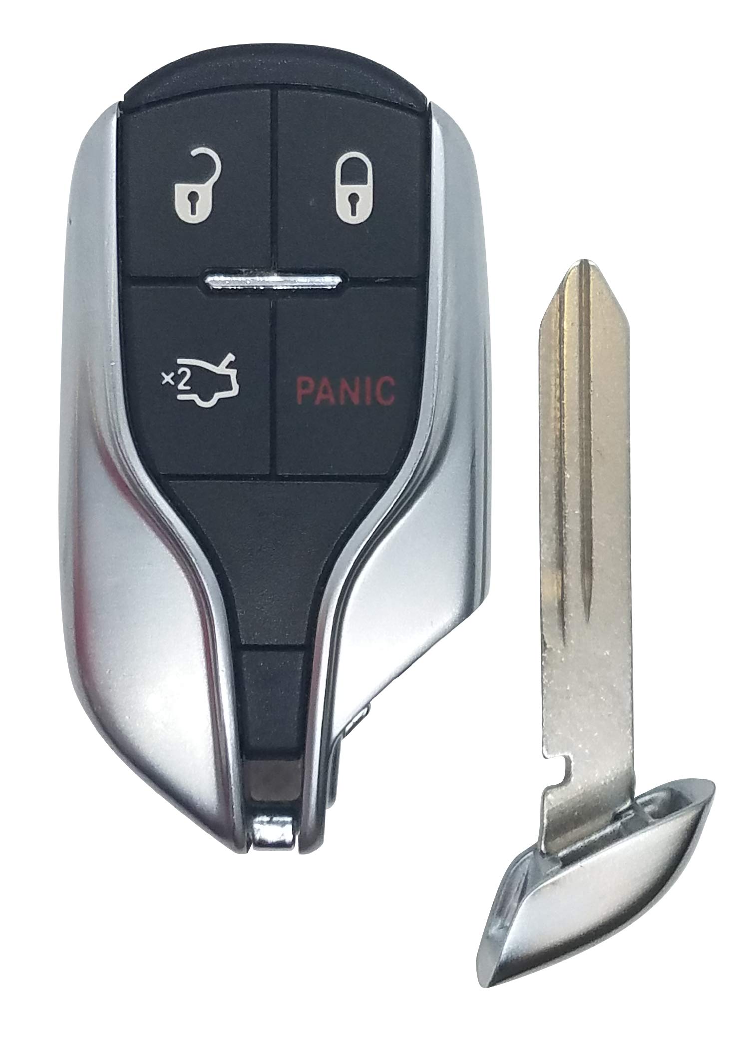 4 Button Replacement for 2012-2016 Maserati Ghibli & QUATTROPORTE Keyless Entry Remote w/Uncut Key Insert & New Battery M3N-7393490