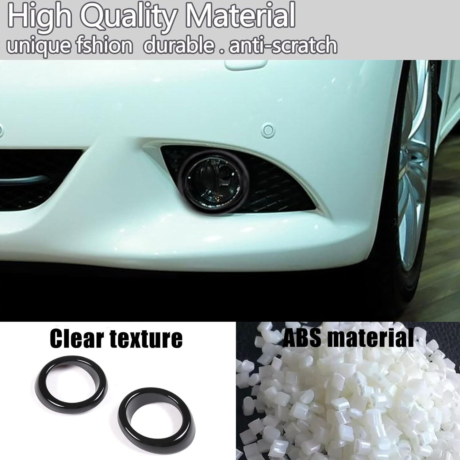 Front Bumper Driving Fog Light Ring Bezels Covers Trim Molding Compatible with Infiniti G37 2010-2013, Front Fog Light Lamp Decoration Protector Accessories (Gloss Black)