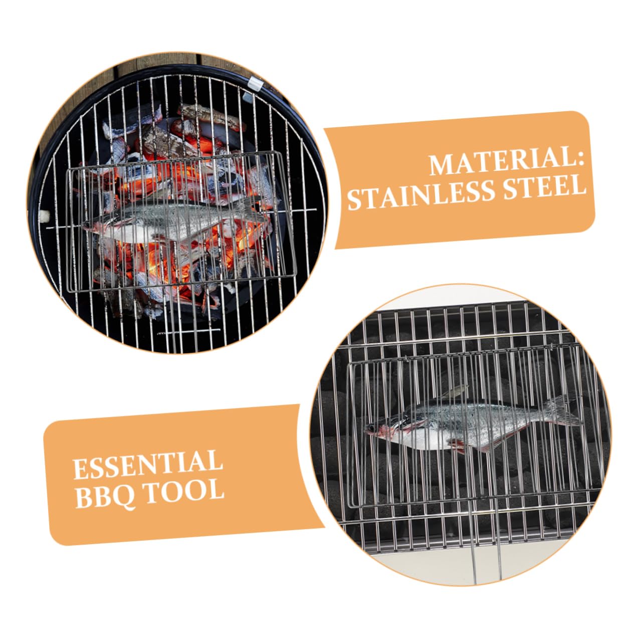 Toyvian Cestello per Grigliare in Acciaio Inox Spesso con Manico Ergonomico, Griglia per Pesce, Carne e Verdure per Barbecue All'aperto, Resistente e Multiuso per Campeggio e Patio