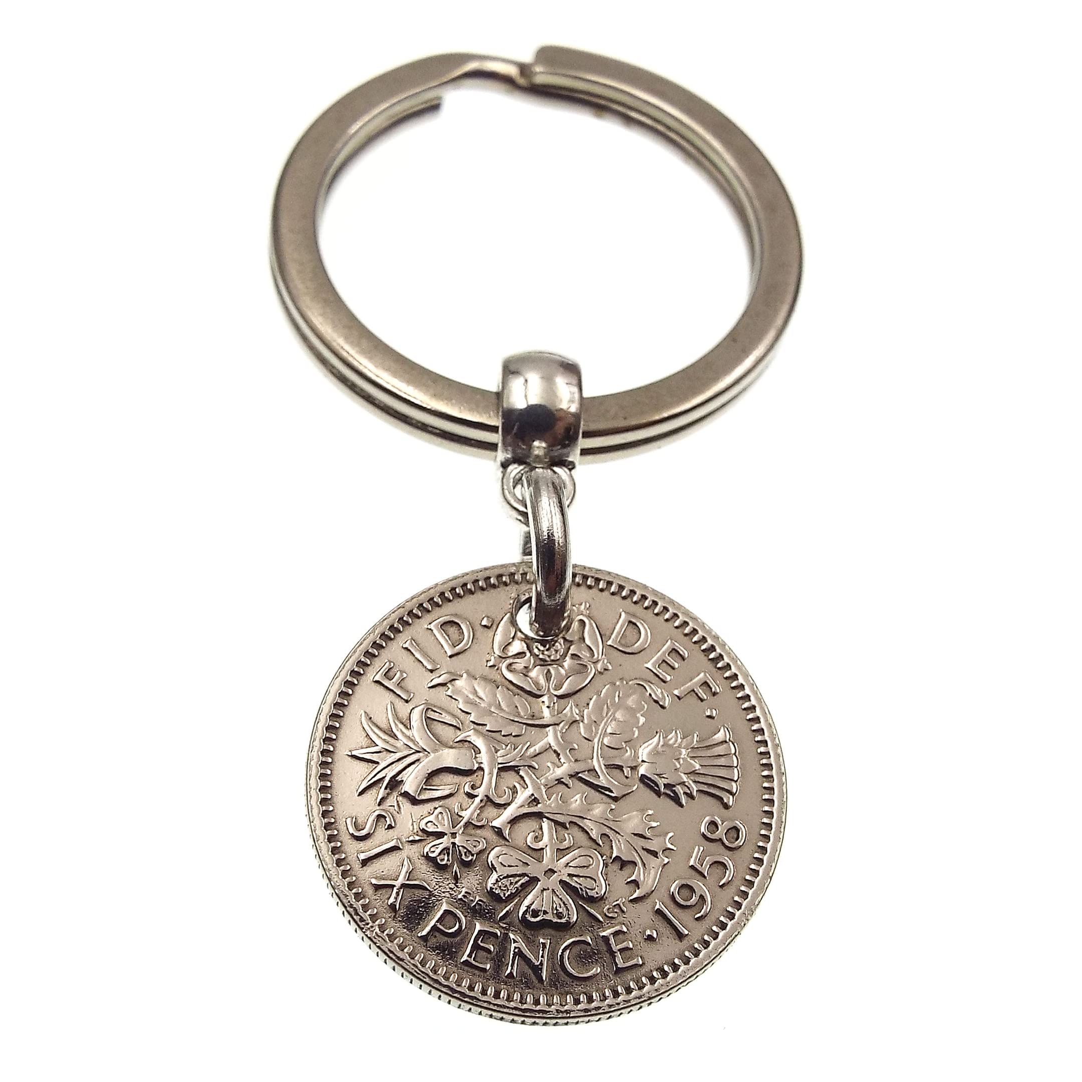 A Silver Dream 1958 Sixpence Coin Keyring