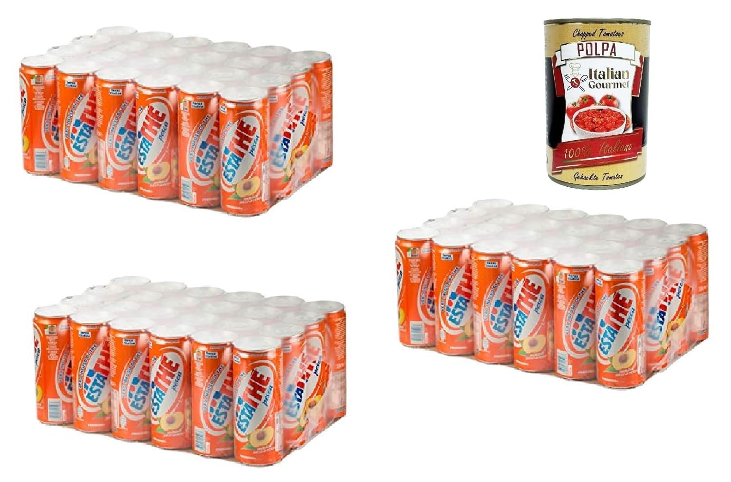 Italian Gourmet Bundle Pfirsich Eistee 72x33cl + Italian Gourmet Polpa – Erfrischungsgetränk mit Tee-Infusion und Pfirsichgeschmack, Dosen Vorrat, Party Getränke, Sommer Getränk, Büro, Gastronomie