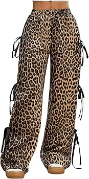 豹柄　NOREMID LEOPARD PANTS M BEAUDRM Men's Leopard Cheetah Pants Drawstring Elastic Waist