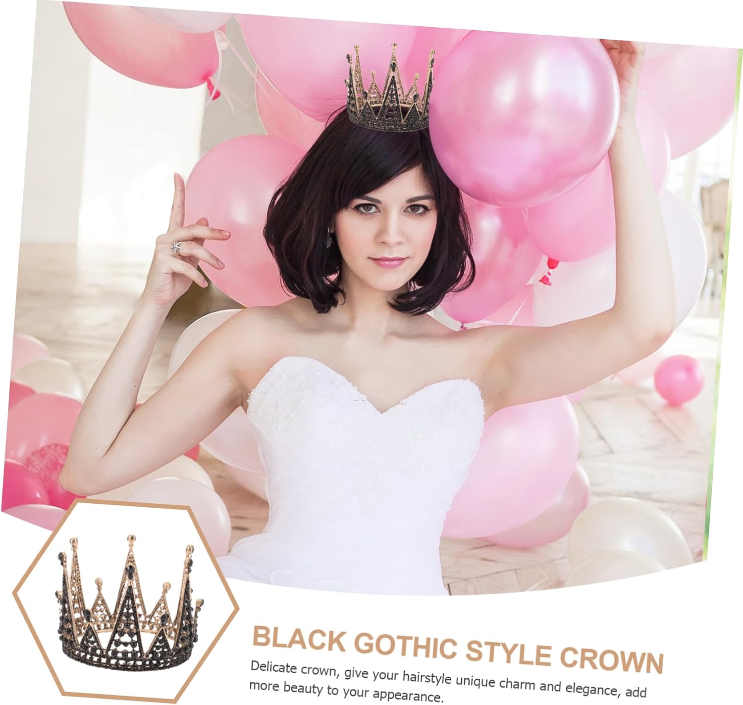 Outanaya Elegant Black Wedding Crown Headdress for Brides Gothic Party Accessory Vintage Baroque Design for Prom Birthday and Cosplay Events Fit for Head
