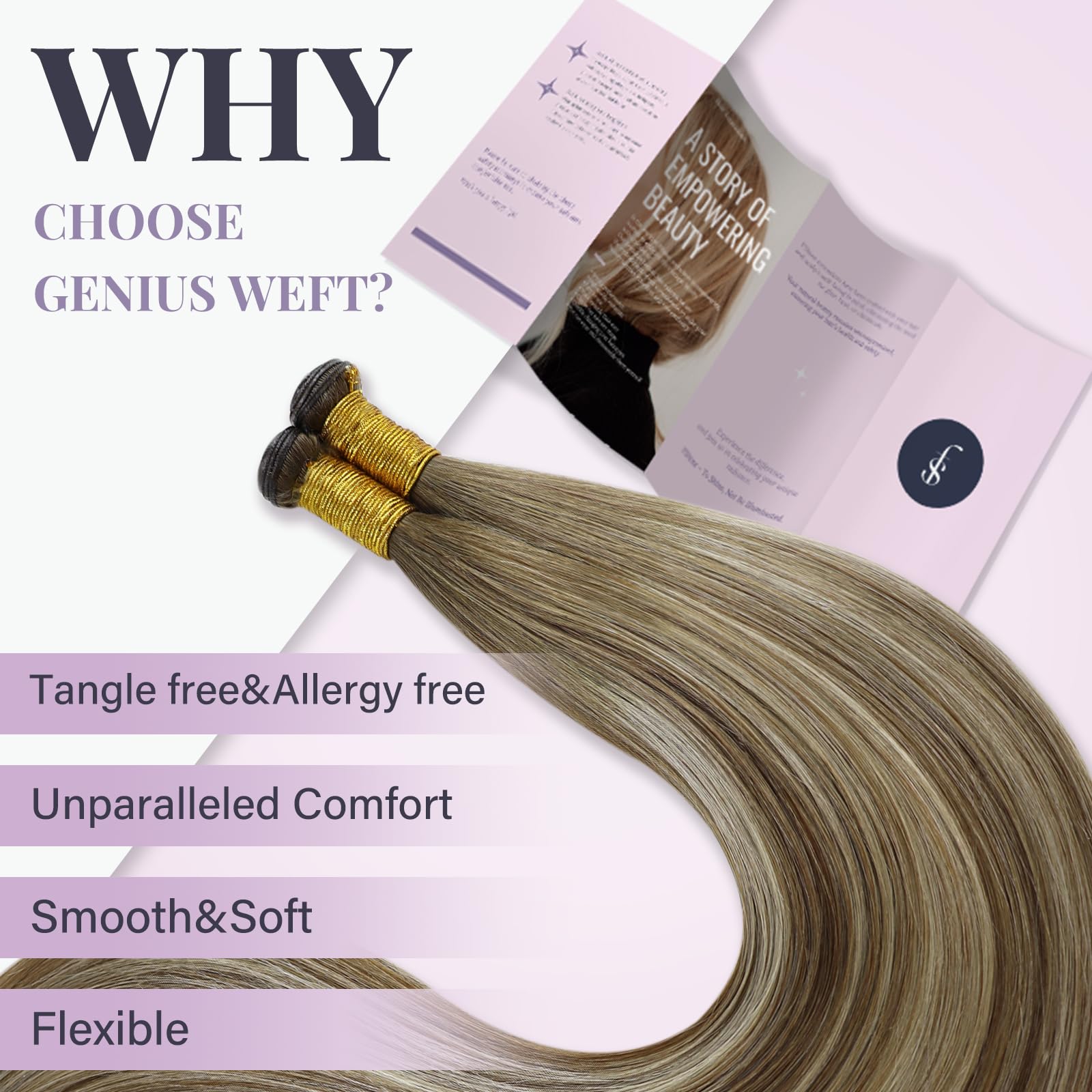 Fshine Extension Cucitura Capelli Veri Balayage Marrone A Biondo Tessitura Platino Capelli Umani Veri 35cm 50g Matasse Capelli Veri Tessitura #6/60/6