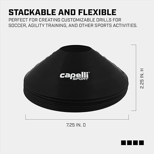 Miniatura 4 de Capelli Sport Conos de entrenamiento, juego de 10 equipos de ejercicios de agilidad y práctica con correa de transporte para fútbol, fútbol, béisbol