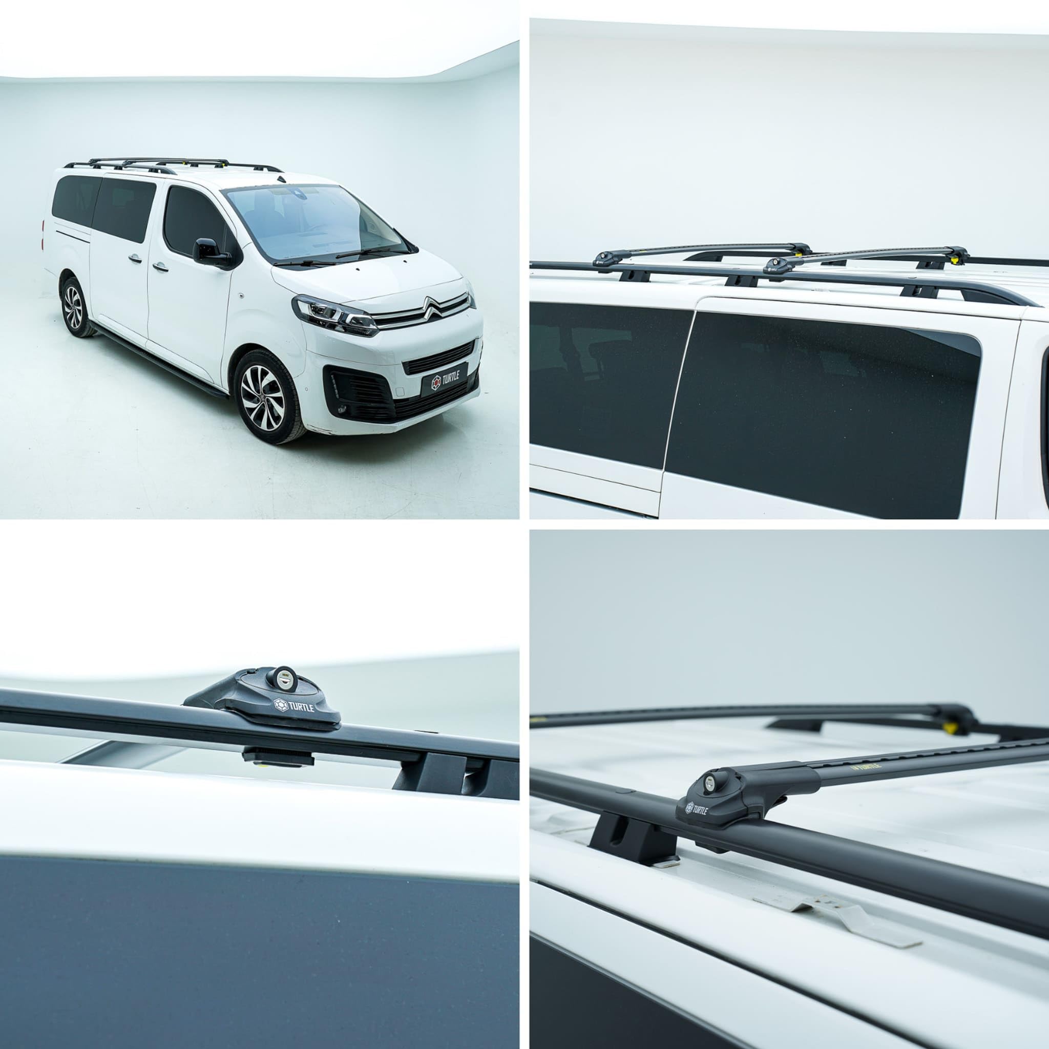 TURTLE Compatible con Volkswagen Caddy 20202024 / Barras de Techo Crown de versión Larga | Negro