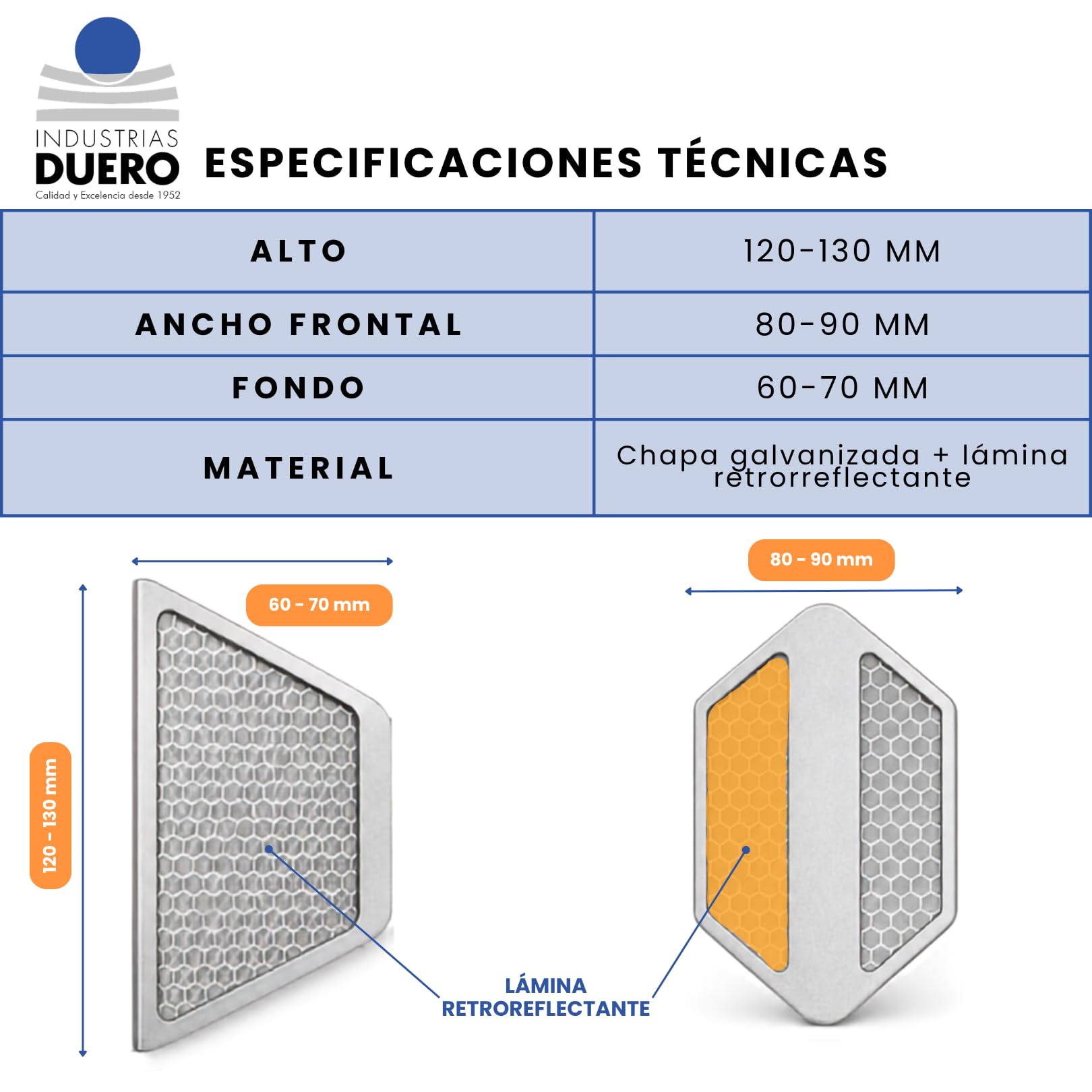 Captafaros Chapa 2 caras - Elemento reflectante RA2 (Pack de 24 Uds)