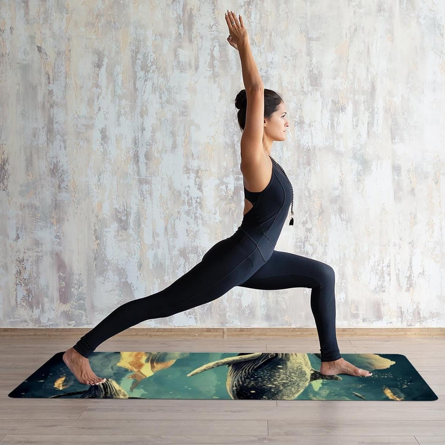 Yoga Towel, Whale Sea Pattern Non Slip Sweat Absorbent Hot Yoga Mat Towel for Hot Yoga, Pilates and Fitness - 72.8" x 26.8"