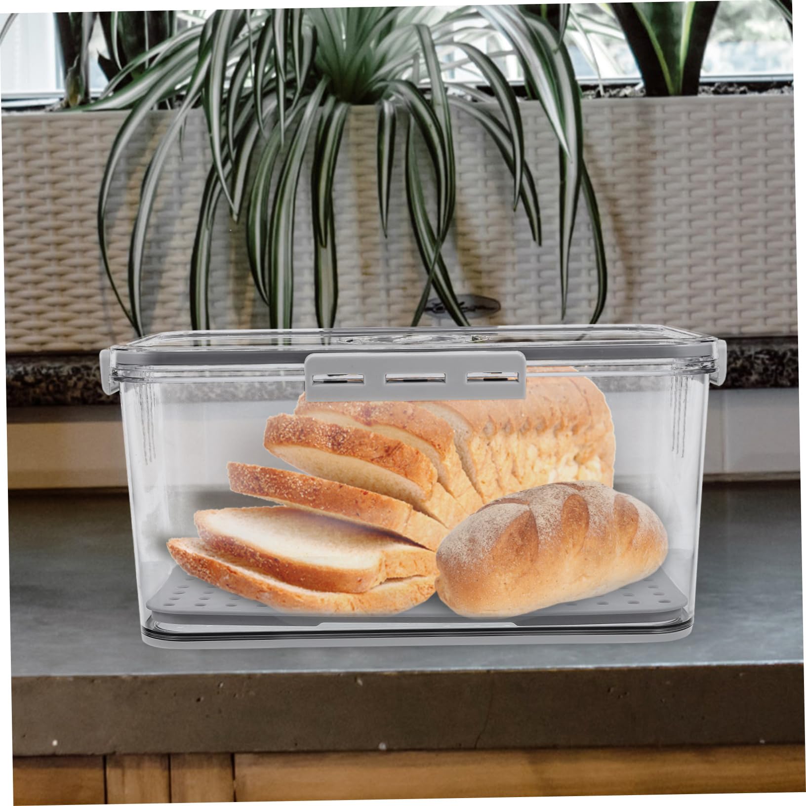 Sosoport Luftdichte Aufbewahrungsbox Aus Transparentem Kunststoff Mit Timer Deckel Und Abnehmbarem Dichtungsring Für Kühlschrank Gemüse Obst Mit Herausnehmbarer Abtropfschale
