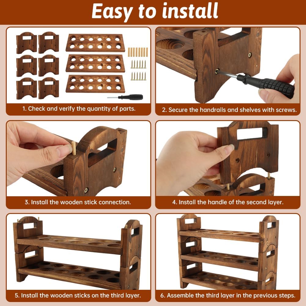 3-Tier Wooden Egg Holder Countertop, 36 Grid Stackable Farmhouse Egg Storage Rack, Rustic Kitchen Counter Decor Organizer For Fresh Chicken Duck Eggs, Housewarming Kitchen Gift