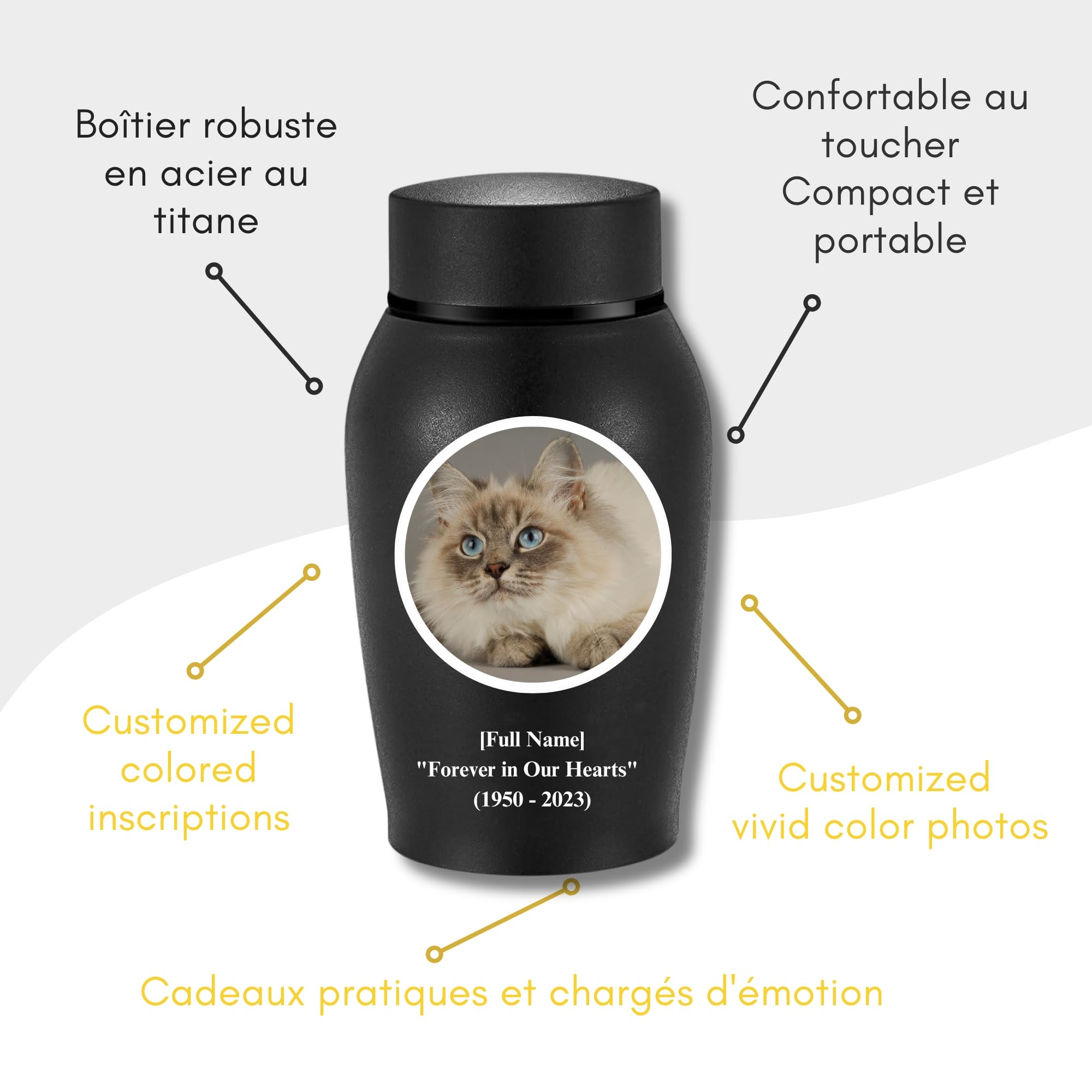 Urnes pour Cendres de Chien personnalisées, Urnes pour Animaux de Compagnie, Urnes de crémation pour Chien en Acier Inoxydable (Argent)