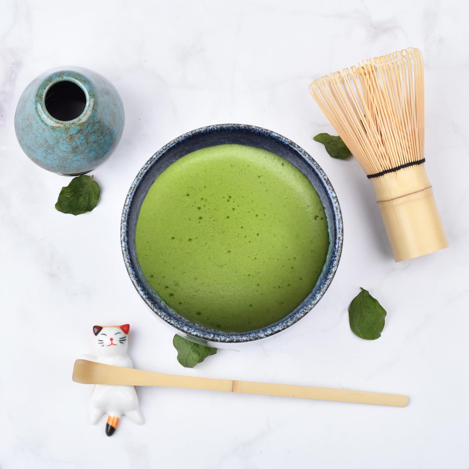 Matcha Tee Set, Matcha Set, Matcha Besen, Matcha Set für Einsteiger, Japanisches Matcha Tee Set, Stylisches Matchas Set, Matcha-Set, Fantasieblau
