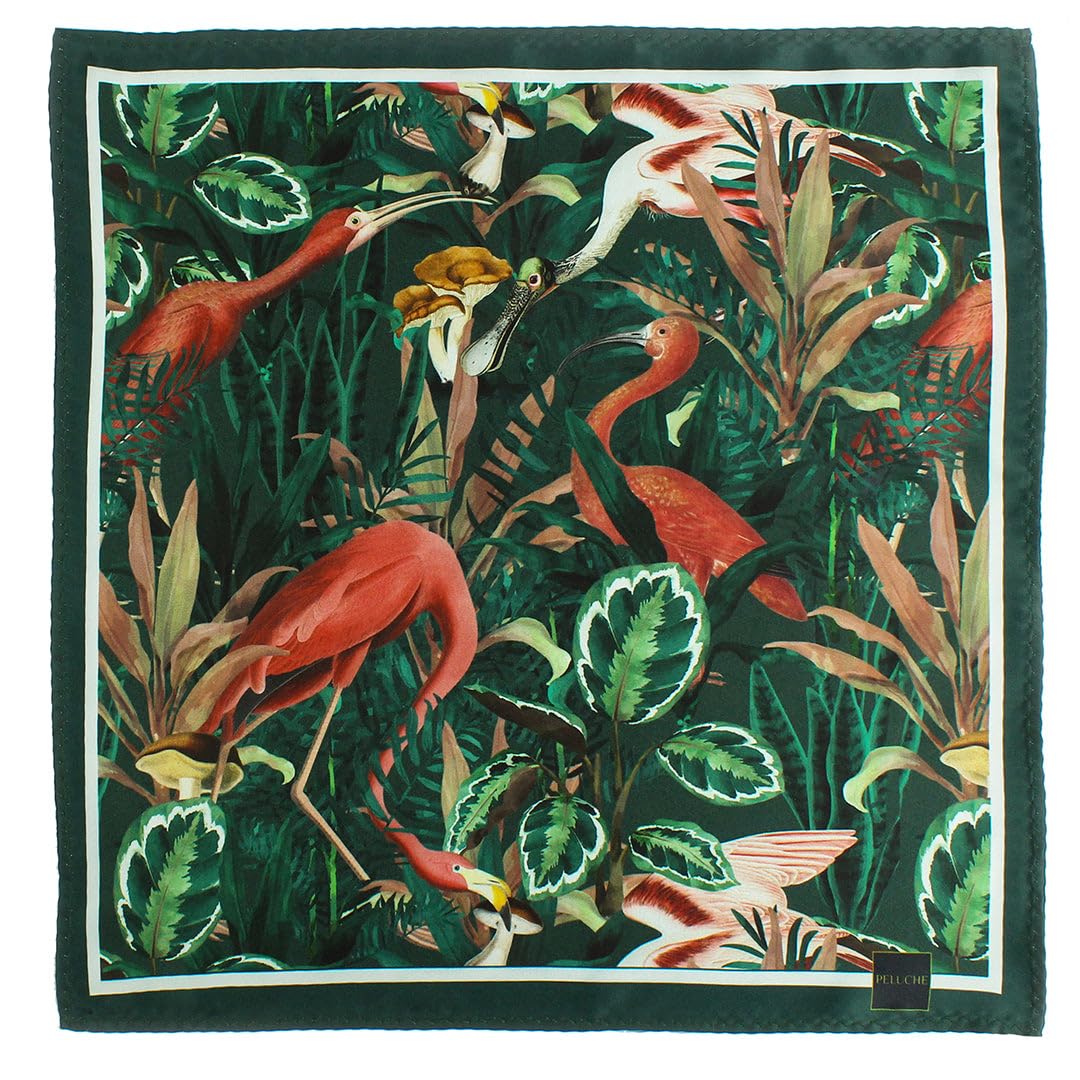 Tropical Tango Green Pocket Square for Men (14X14 inches)