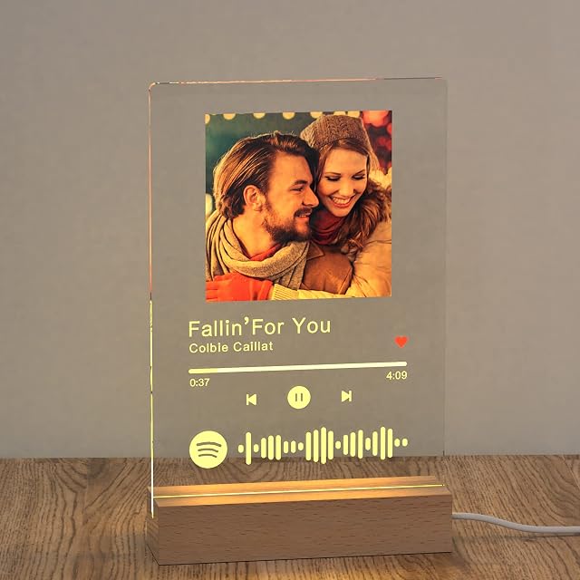 Personalised Spotify Plaque Glass Art Acrylic Album Cover, Custom Music Plaques with Code, Customised Photo Sign Frame for Room Decorative