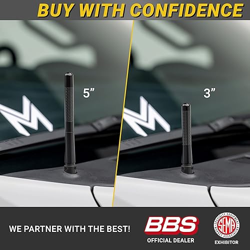 Miniatura 6 de Antena de fibra de carbono para camión | Compatible con F150 (año 2009-2025) | RAM 1500 (2009-2024) | Antenas cortas de audio y video para automóvil