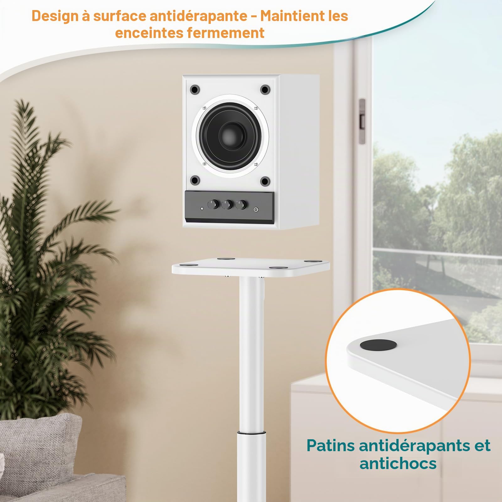 ELIVED Support de haut-parleur universel réglable en hauteur jusqu'à 95 cm
