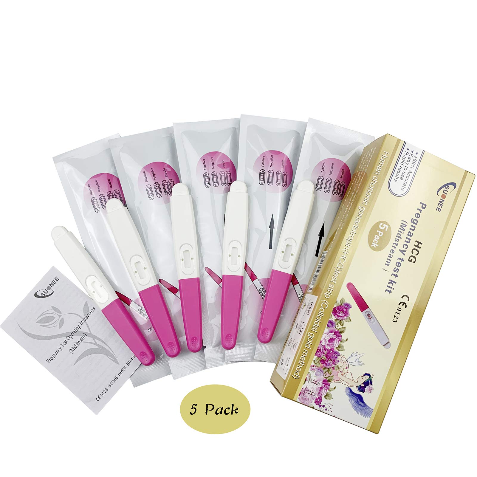 SUONEE Pregnancy Test Early Detection,Early Pregnancy Test, 5Pack HCG