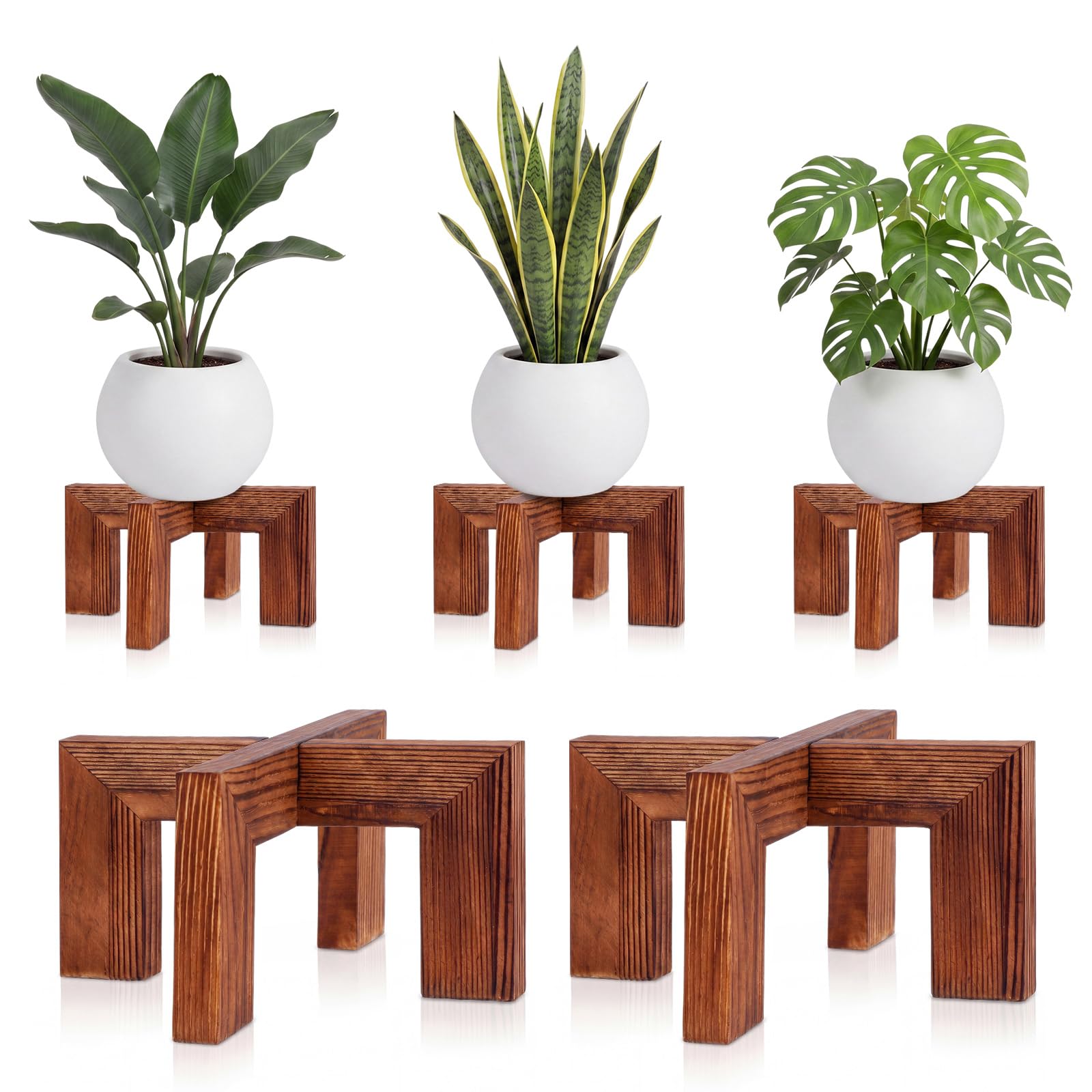 Support de plante en bois de qualité supérieure Tandefio design robuste x5