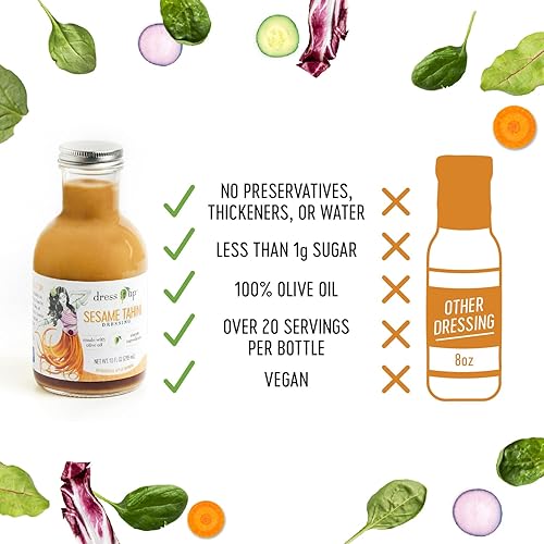 Miniatura 3 de Aderezo para ensalada Dress It Up, Tahini de sésamo, botella de 1-10 onzas y paquetes de 5-1 onzas, limpio, saludable, delicioso, sin gluten, paleo,