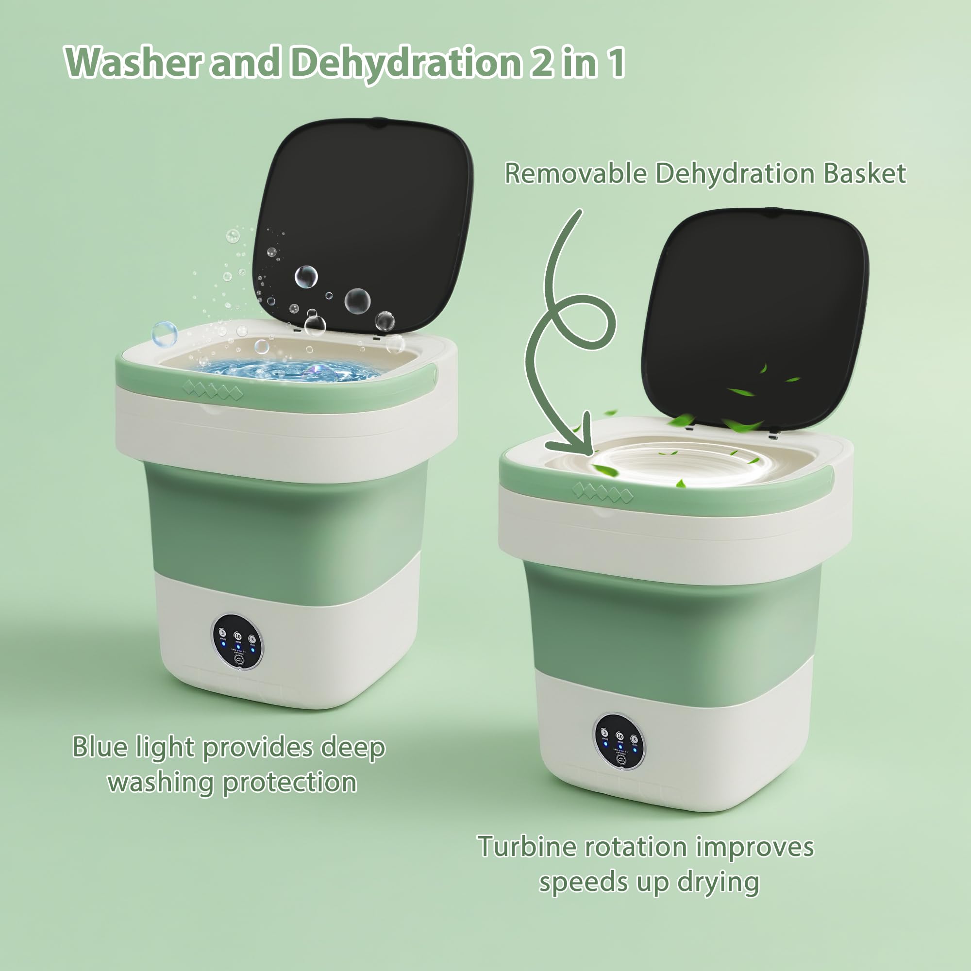 17L Portable Mini Washing Machine, Foldable Compact Washer with Spin Dryer, 3 Wash Modes for Baby Clothes, Underwear & Socks, Perfect for Apartments, Travel, Dorm & RV Living - 5
