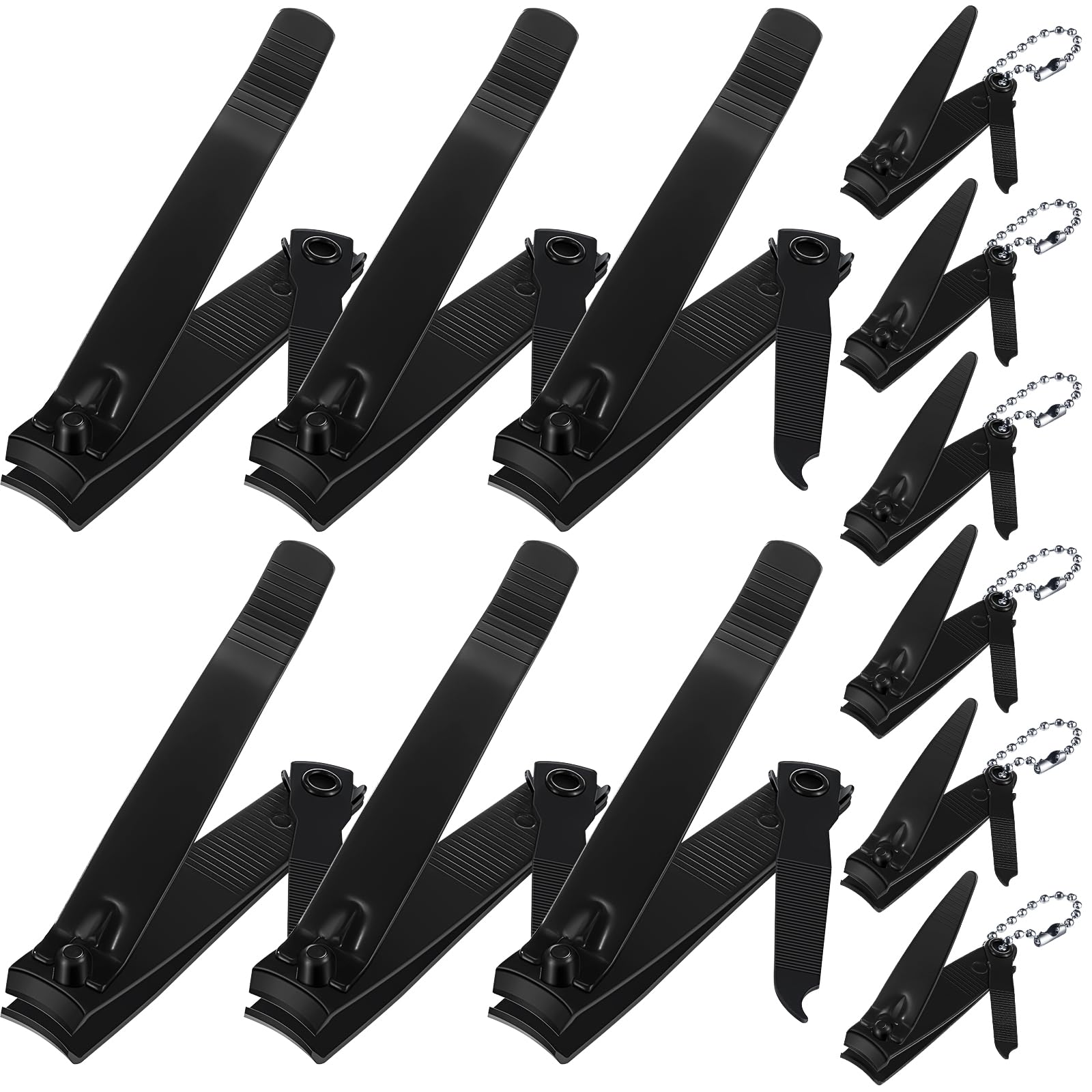 Bememo 12 Pieces Stainless Nail Clippers Set Fingernail and Toenail Clippers Nail Cutter Tool Set for Men and Women(Black)