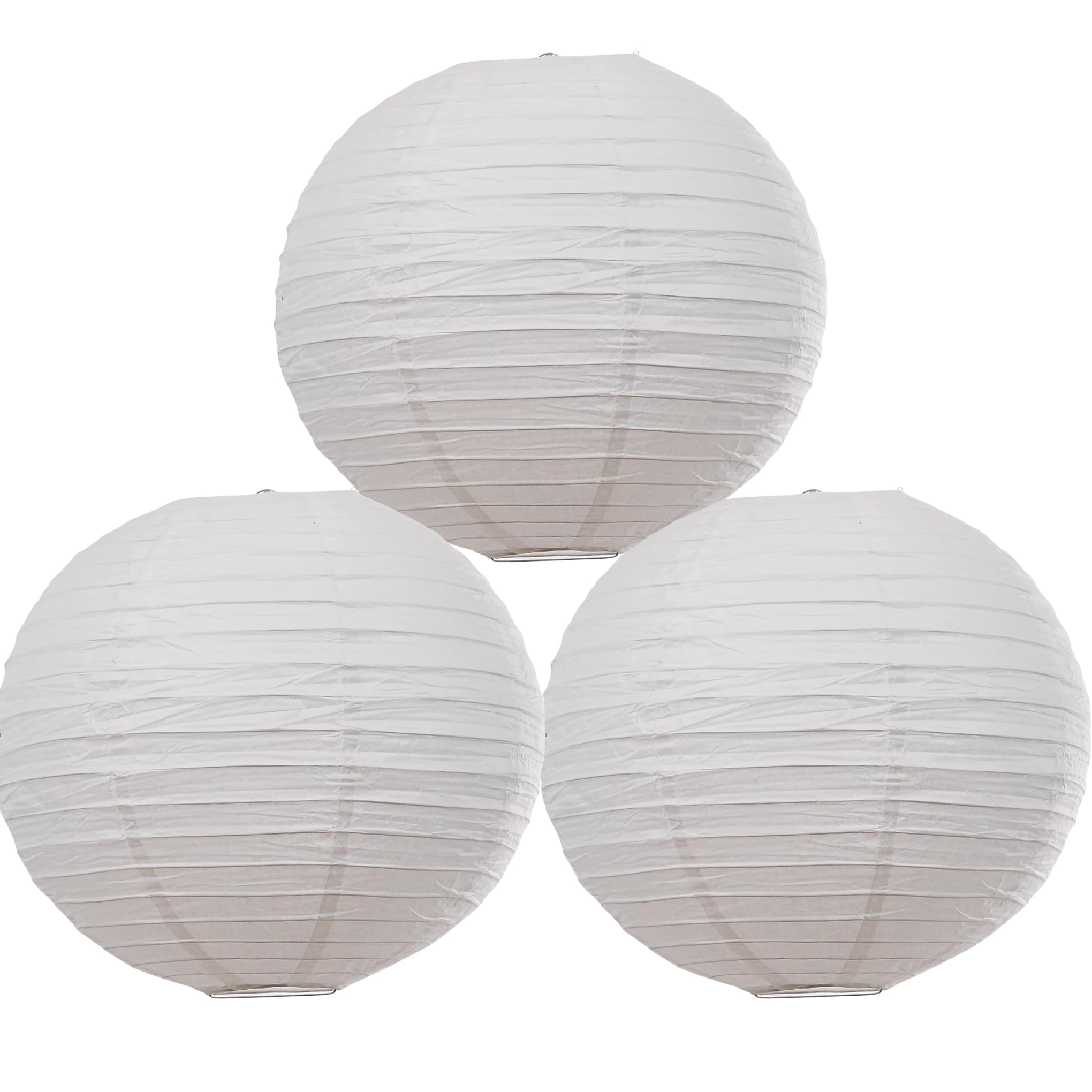 3 x White Regular Wire Paper Lantern Light Shade Lampshade (20inch 50cm)