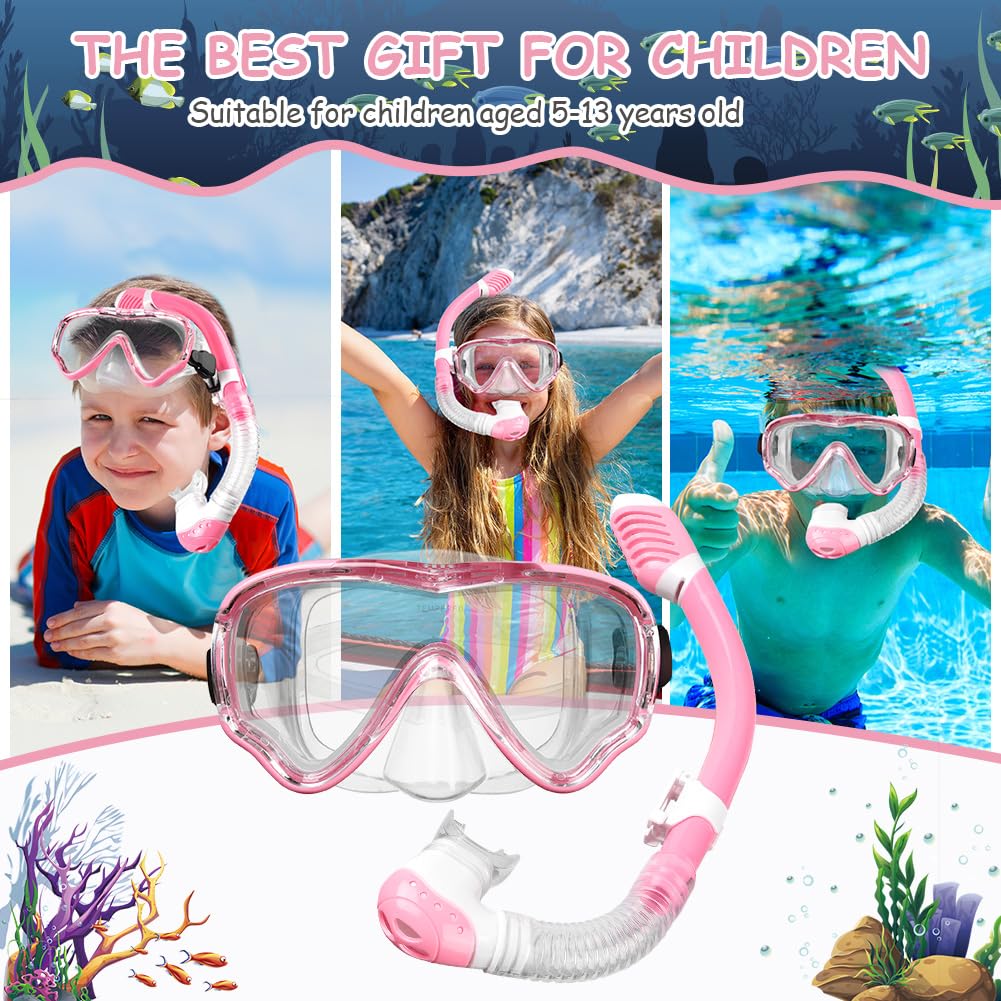 Set da Snorkeling con Boccaglio e Occhiali da Immersione， Anti-Fog Diving Mask, Diving Mask with Large Lenses, per Snorkeling, Diving, Apnea, Nuoto, Unisex