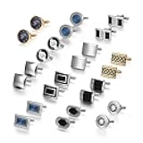 Cufflinks 12 Packs Men's Jewelry Gift Cuff Links Set Shirts Buttons Packed in Case
