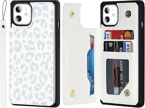 Miniatura 20 de Cavor for iPhone 11 Wallet Case with Card Slots Holder,Premium PU Leather Kickstand Feature Case [Wrist Strap] Double Magnetic Clasp Shockproof Flip