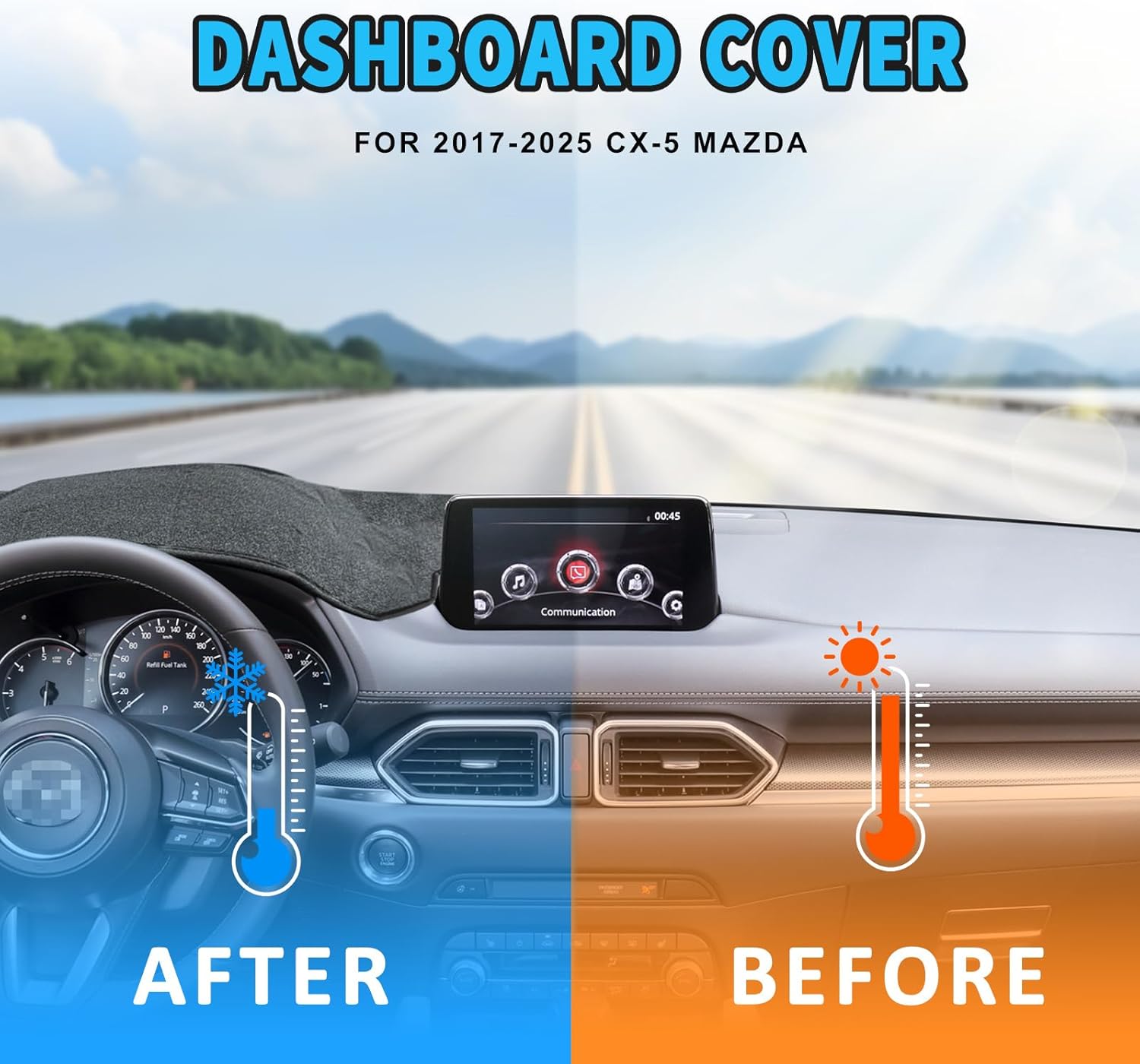 Dash Cover for Mazda CX5 2017-2022 2023 2024 2025, Dashboard Cover Mat for Mazda CX-5 Accessories Nonslip Sunshade Protector No Glare, Gray