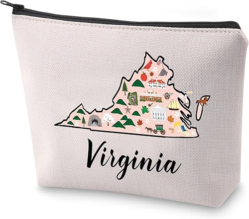BLUPARK Bolsa de cosméticos Virginia Locale Born in Virginia Gift Virginia Travel Makeup Bag Virginia Map Gift, VIRGINIA