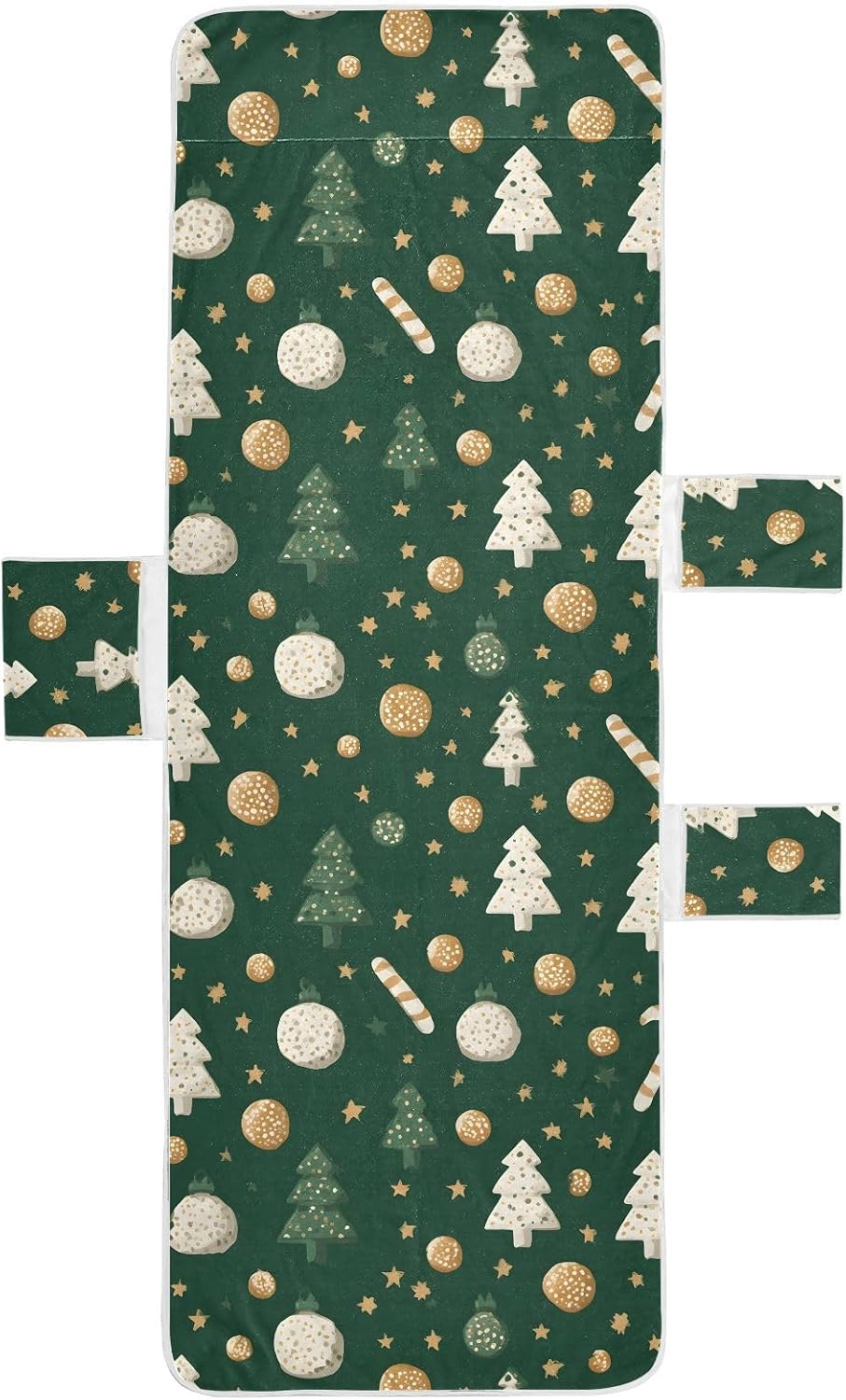 Lounge Chair Cover with Side Pockets Beach Chair Cover Christmas Green Tree Microfiber Pool Chaise Towel No Sliding for Outdoor Beach Garden Sunbathing Patio, 85 x30 in