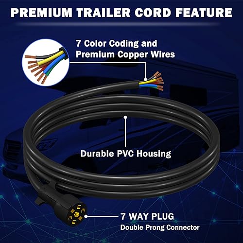 Miniatura 10 de CheeMuii Kit de cable de remolque de 7 vías y caja de conexiones de 7 bandas con interruptor de separación de 12 V y soporte de enchufe, kit de
