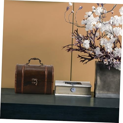 Miniatura 5 de Caja de almacenamiento vintage, cofre del tesoro pirata, pequeño cofre del tesoro steampunk, caja de joyería de madera para mujeres, cajas de