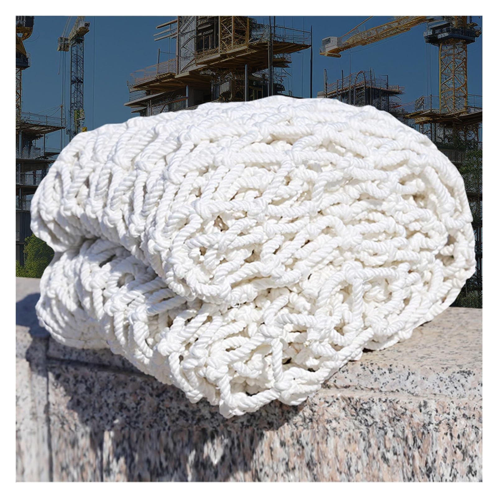 Red de protección contra caídas – Red de seguridad de malla de nailon blanco para balcones, escaleras, jardines, parques infantiles (4 x 6 m) – Solución de seguridad fiable para obras de construcción