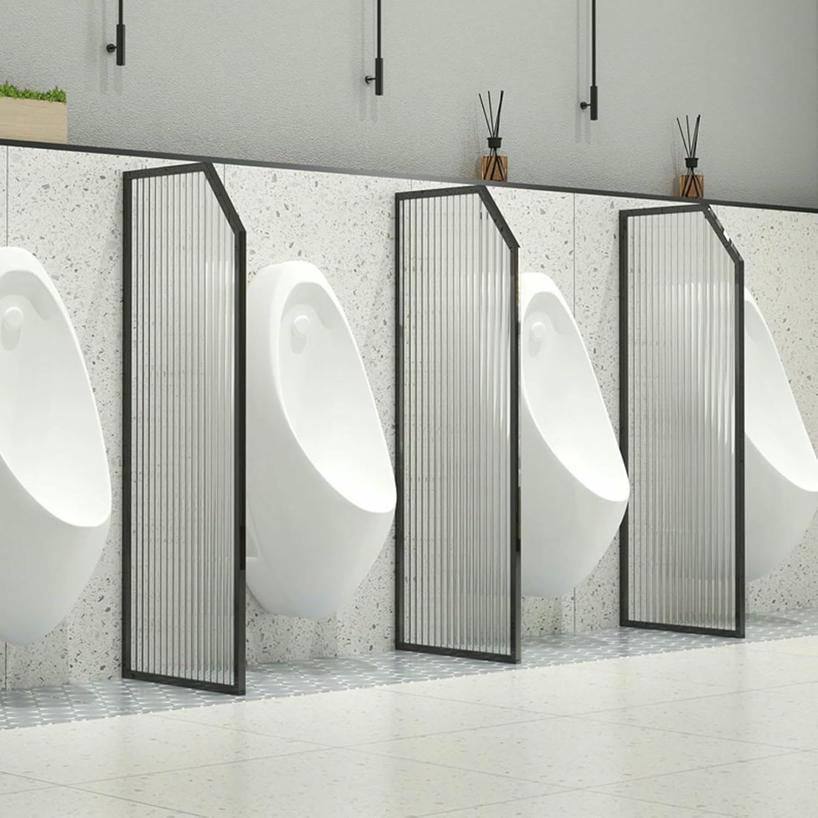 BKSXSOP Urinal Screen - Translucent Glass Panel Baffle, Wall-Mounted Protector for Public Restrooms and Bathrooms