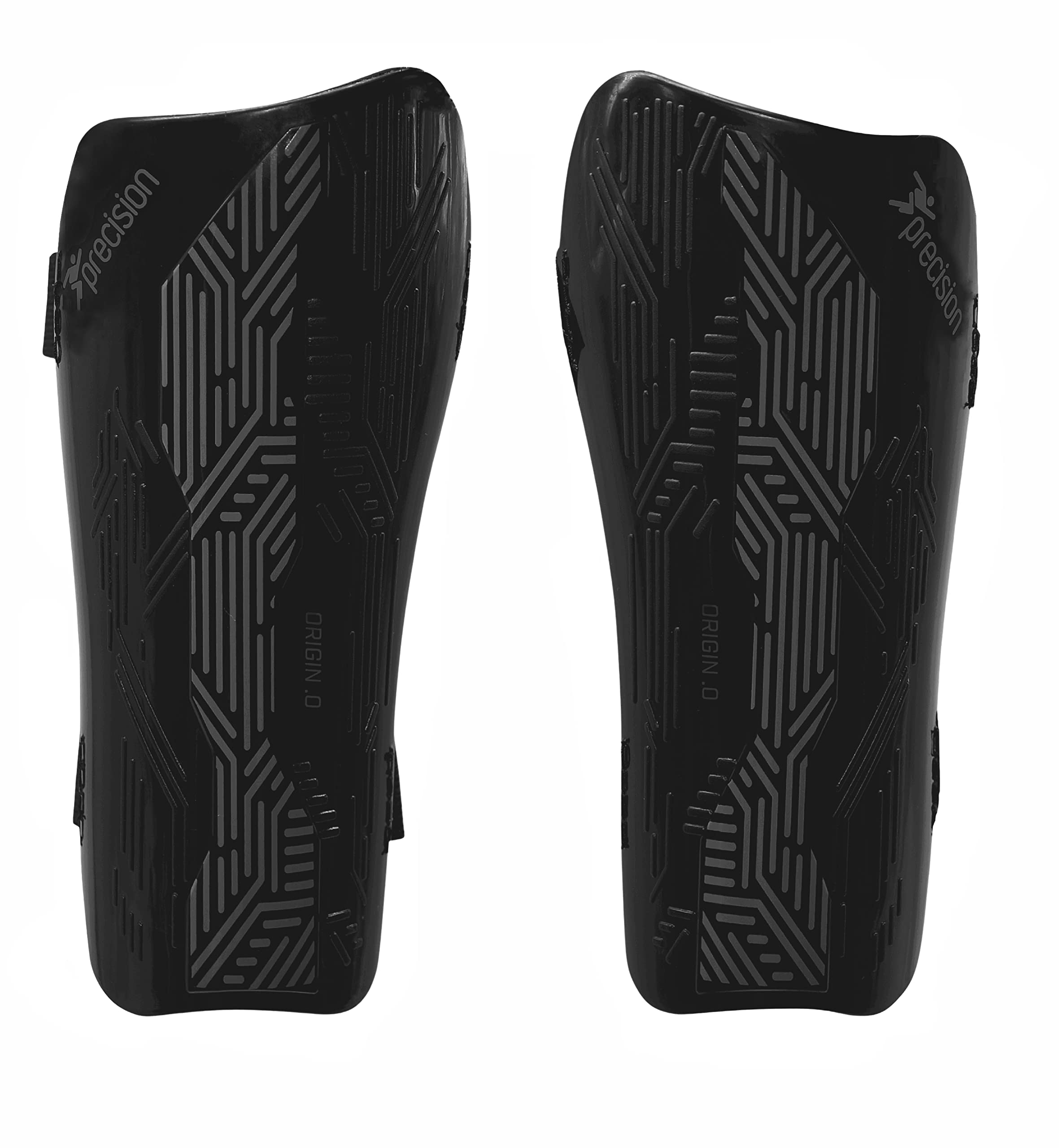 Precision Origin.0 Strap Shin Guards, Black/Black