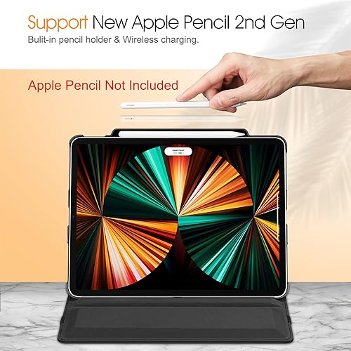 Miniatura 6 de Fintie Funda giratoria para iPad Pro de 12.9 pulgadas, 6 generación 2022-360 grados, funda protectora giratoria con soporte para lápices, apagado y