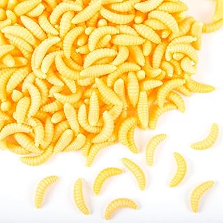 250 Pcs Fake Worms Bass Fishing Worms Lures Artificial Realistic False Silicone Soft Maggot Baits Bread Worm for Fishing Bass 20mm