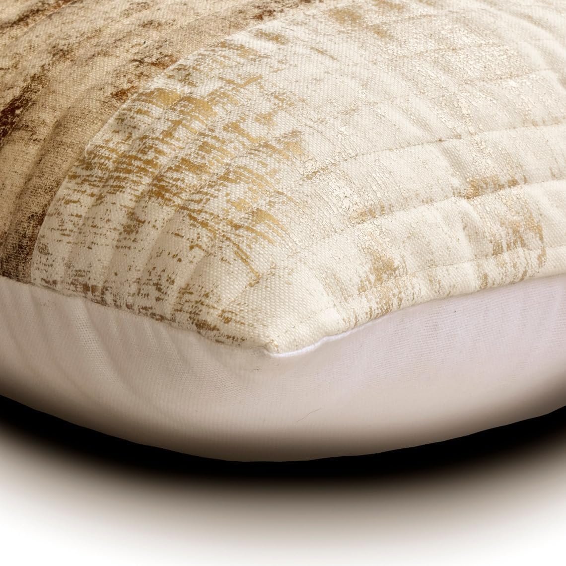 The HomeCentric Cushion Cover Custom, Decorative Gold 26"x26" (65x65 cm) Pillow Covers, Velvet Quilted & Foil Throw Pillows for Sofa, Striped Pattern Modern Easter - Auric