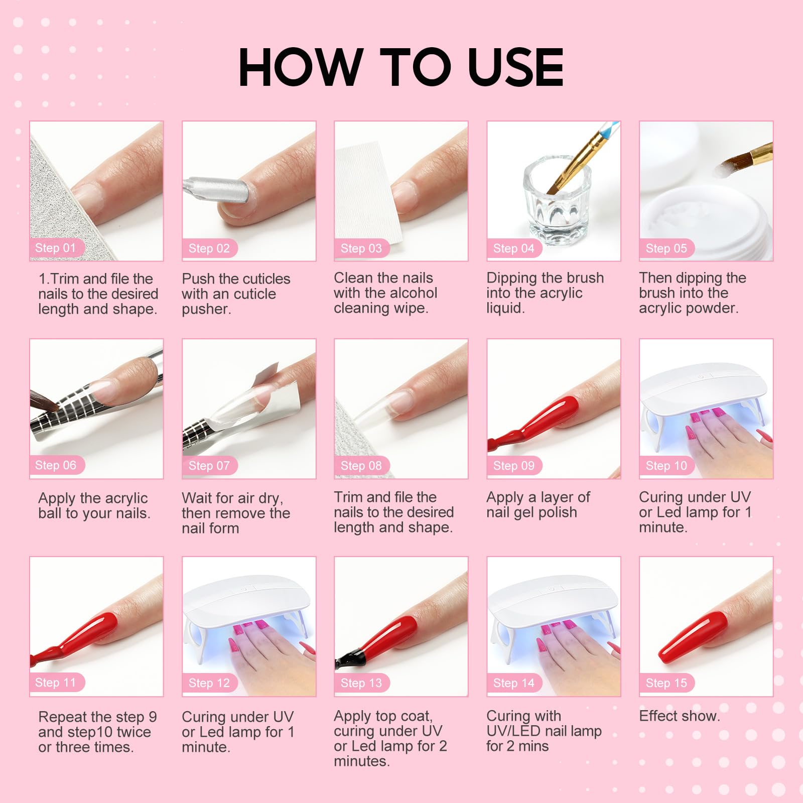 COSCELIA Kit Ongle Acrylique Complet,27 Couleurs Poudre Acrylique pour Ongles 6PCS Vernis Semi Permanent Vernis Poudre Decoration Nail Art Design Chablon Ongle Kit Cadeau pour Débutants