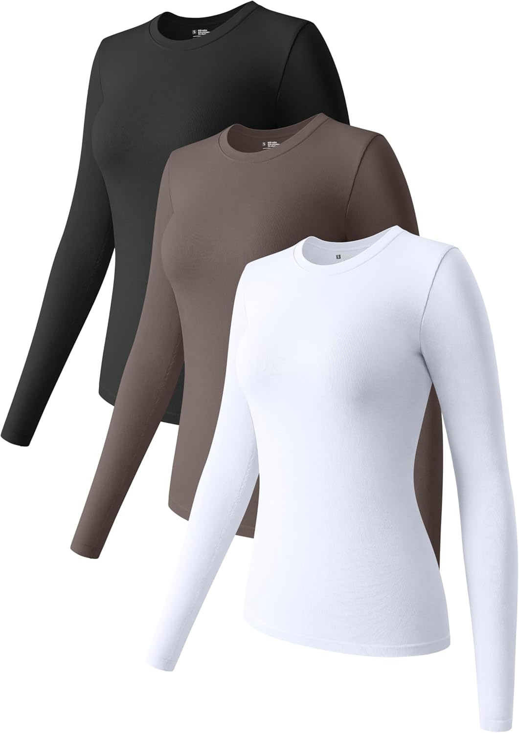 OQQ Womens 3 Piece Long Sleeve Tops Crew Neck Stretch Fitted Underscrubs Layer Tee Shirts 2025 Casual Outfits