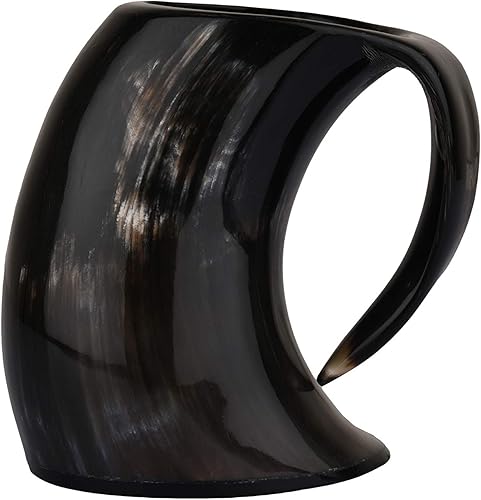 Vista 7 de Taza vikingo de cuerno real, vaso de cerveza de cerveza, copa de vino, jarra, mead, vaso medieval de arpillera, vasos de cuerno de buey hechos a