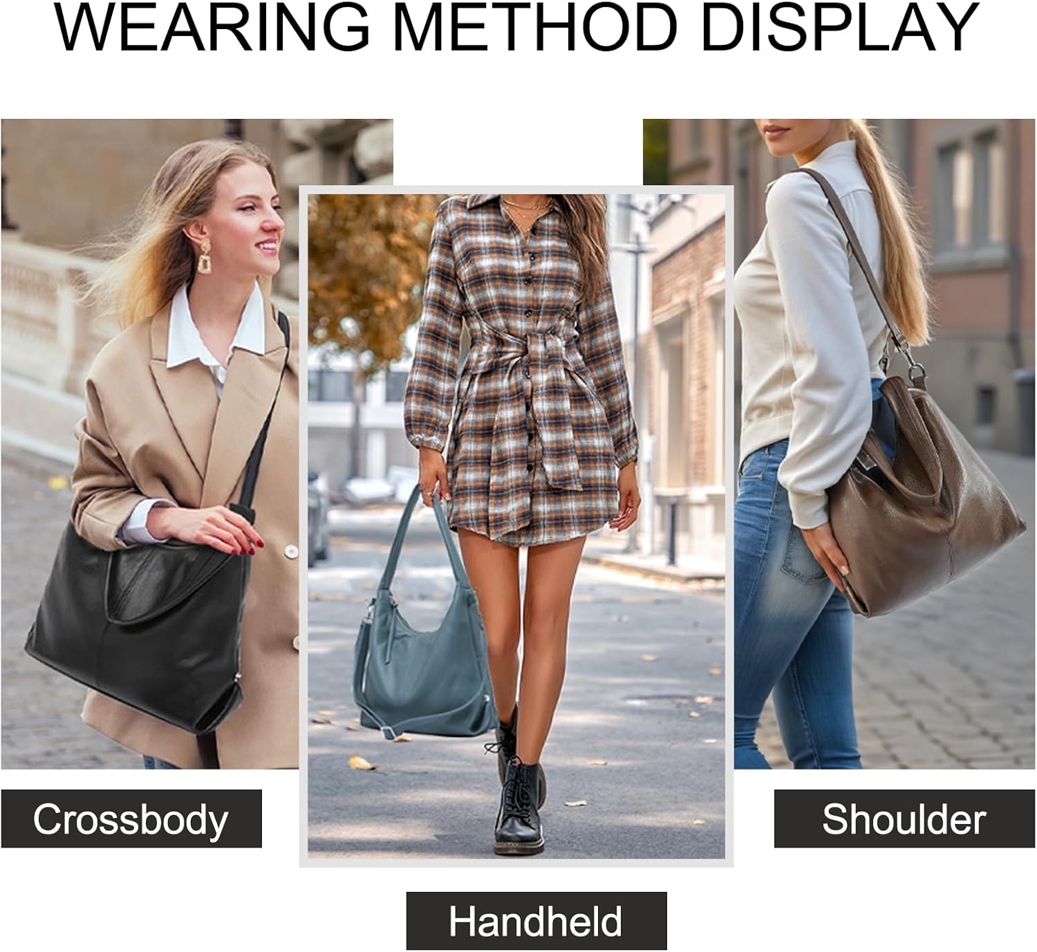 Genuine Leather Hobo Bags, Tote Bag for Women, Slouchy Shoulder Purse, Crossbody Handbags with Removable Strap - Image 2