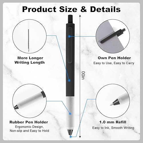 Miniatura 3 de Bolígrafos a granel, 30 bolígrafos retráctiles, punta media (0.039 pulgadas), bolígrafos de punta redonda para escritura suave, regalos para mujeres