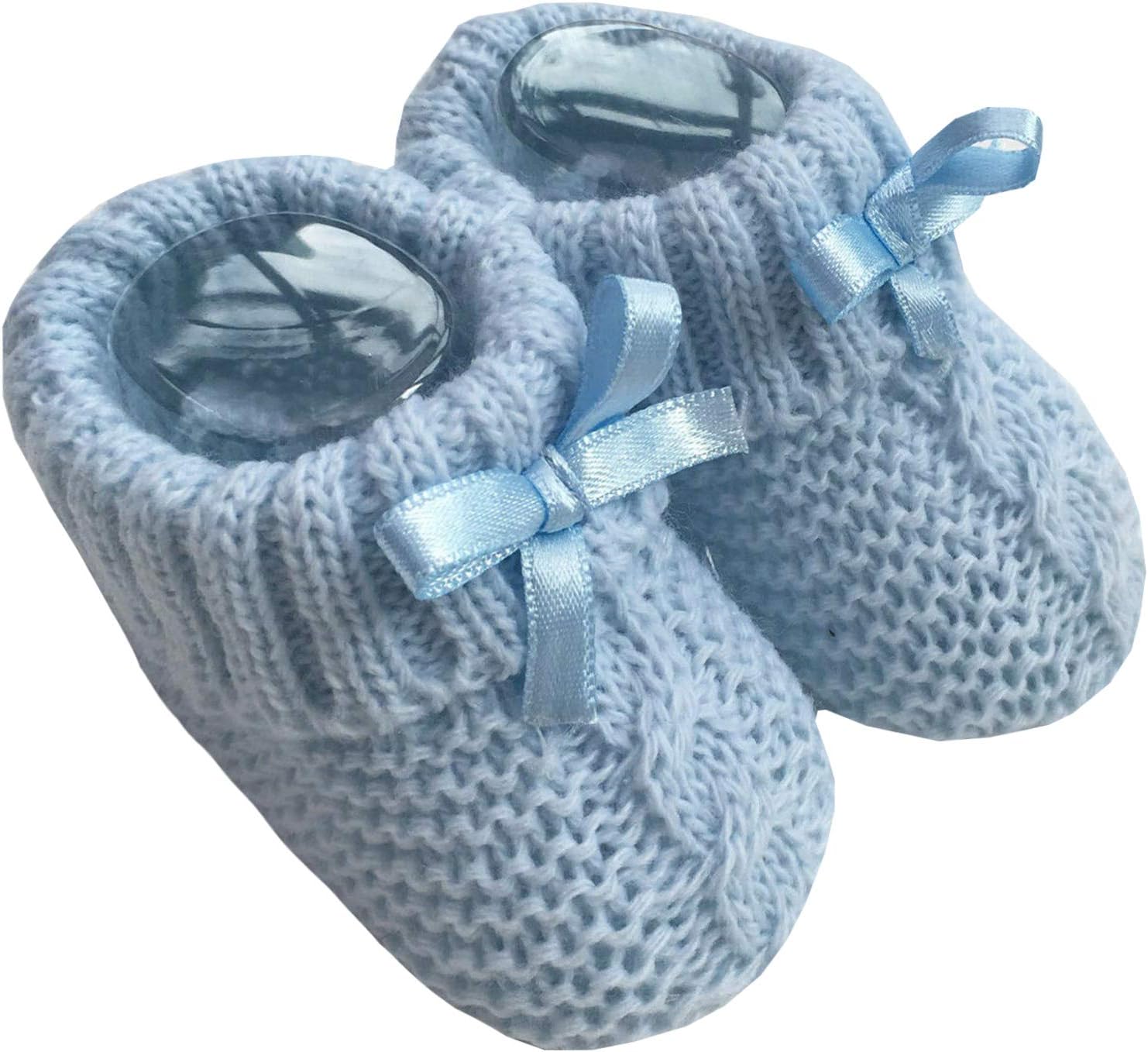 Baby Boys Girls 1 Pair Knitted Booties Soft Newborn Knitted Booties With Bow 116-354