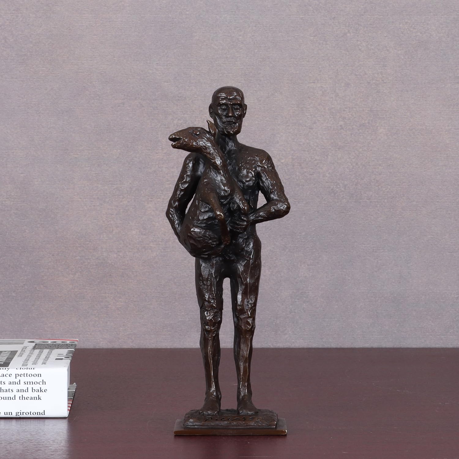 Bronze-Picasso-Skulptur "Ein Mann mit einer Ziege", Nachbildung, berühmte Skulptur, Handarbeit, Heimdekoration, 20 cm